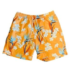 Tommy Bahama Relax premium swim trunks pockets 6.5” inseam SZ L orange white